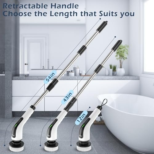 Bomves Bomves Electric Spin Scrubber gallery image 6 showing electric spin scrubber brush heads and bathroom cleaning use