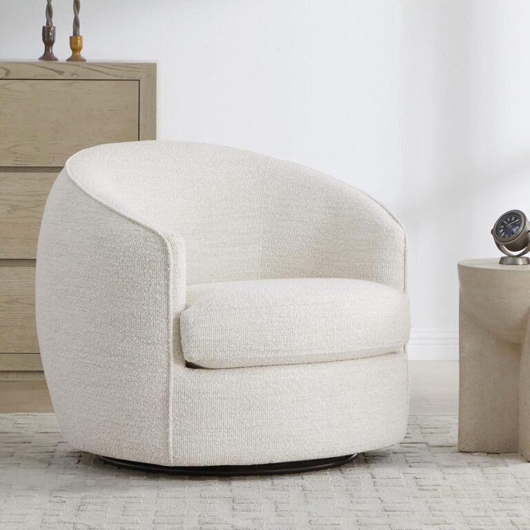 CHITA Swivel Barrel Chair Review (2026) 3 CHITA cream boucle swivel barrel accent chair front view
