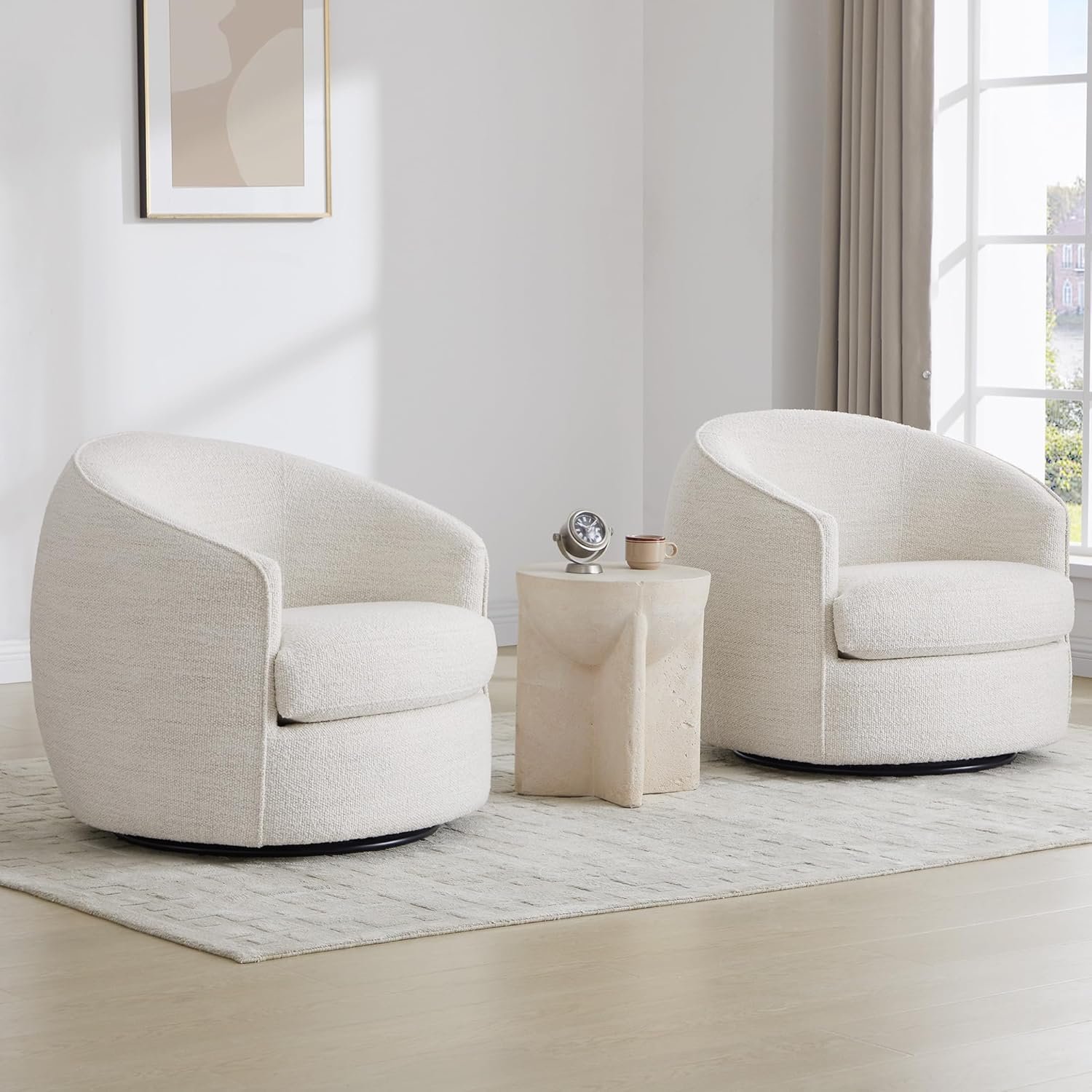 CHITA curved barrel back and 360-degree swivel base detail