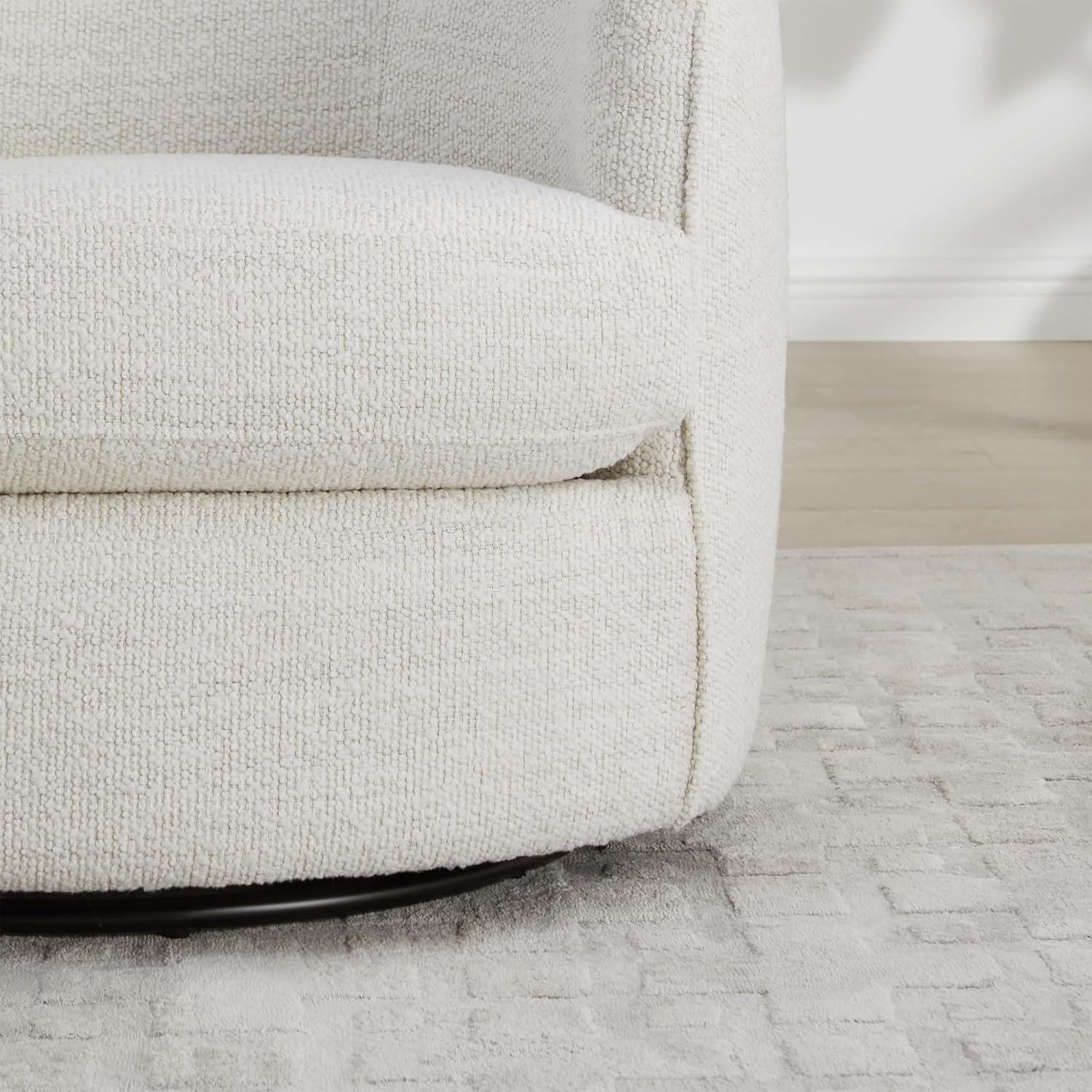 CHITA boucle accent chair styled in a small living room