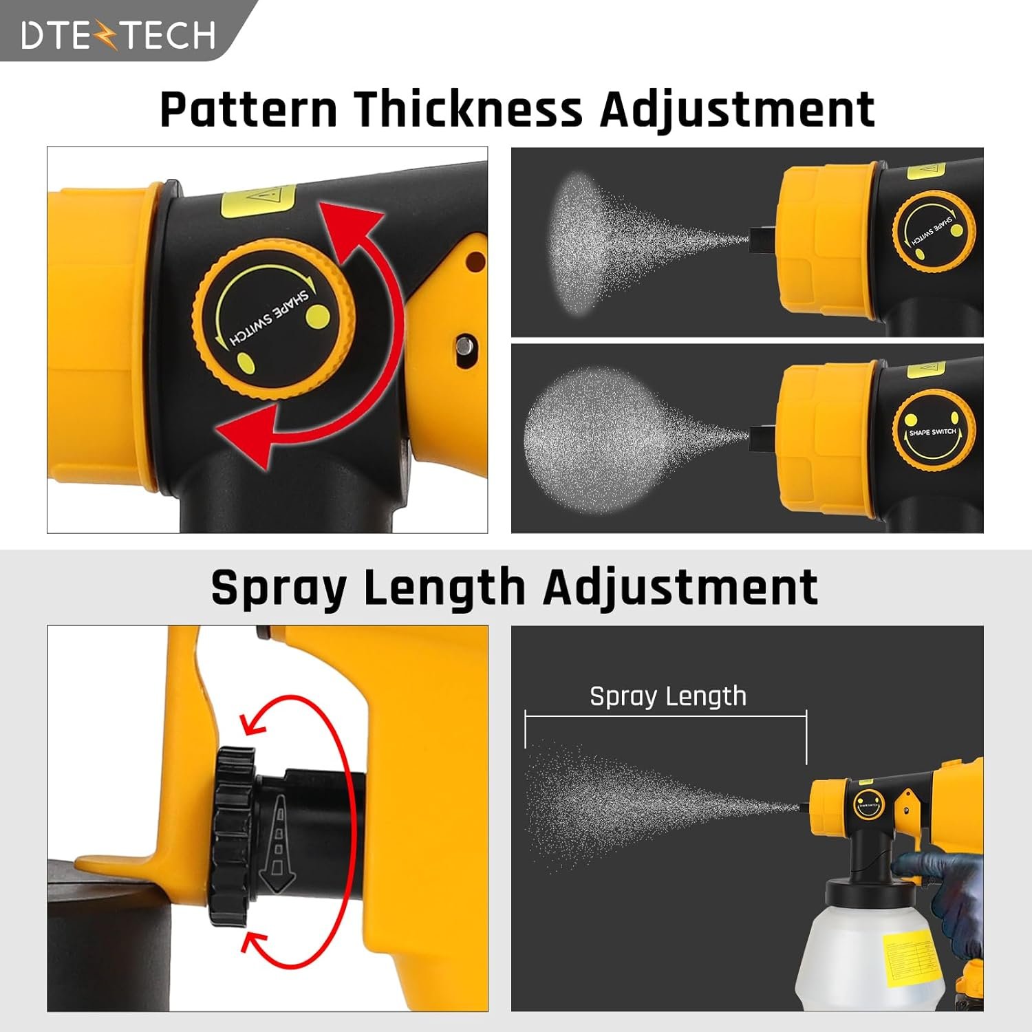 DTEZTECH cordless HVLP paint sprayer for DEWALT 20V battery - in-use spraying view