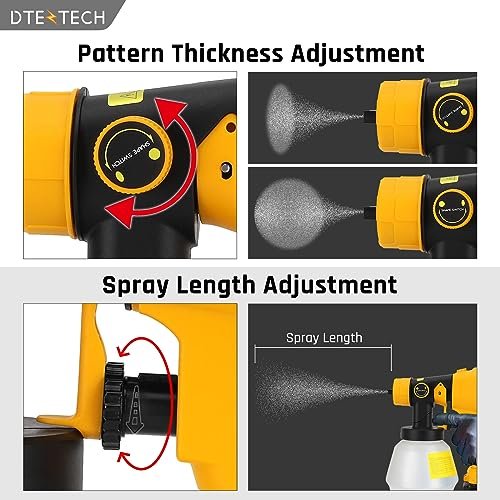 DTEZTECH cordless HVLP paint sprayer for DEWALT 20V battery - close-up nozzle detail