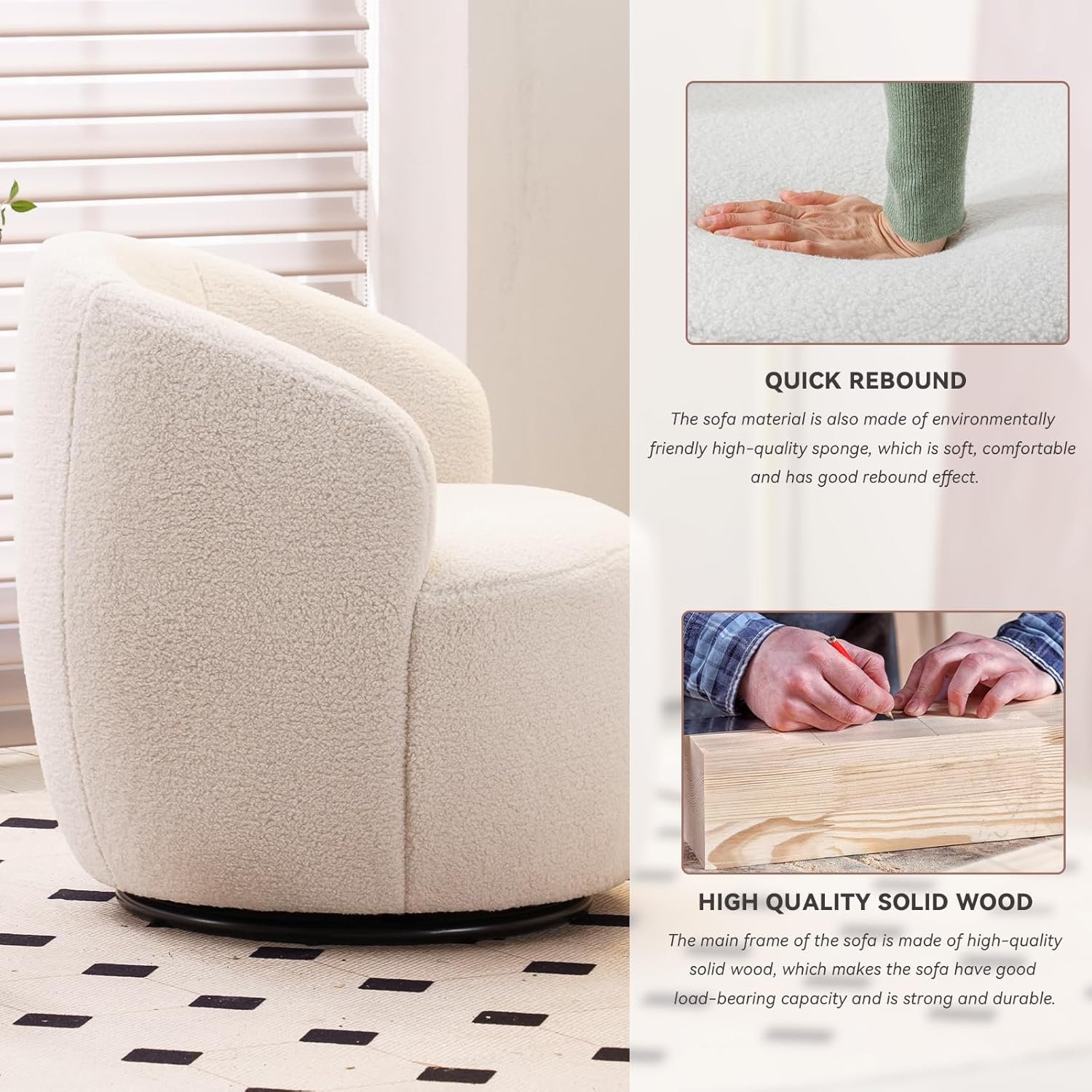 FOXHUNTER small boucle accent chair in an apartment corner