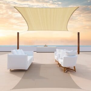 GORILLA GRIP GORILLA GRIP Heavy Duty Sun Shade, UV Protection Rectangle Sunshade Canopy, 8x10 FT Sand shade sail gallery image 1