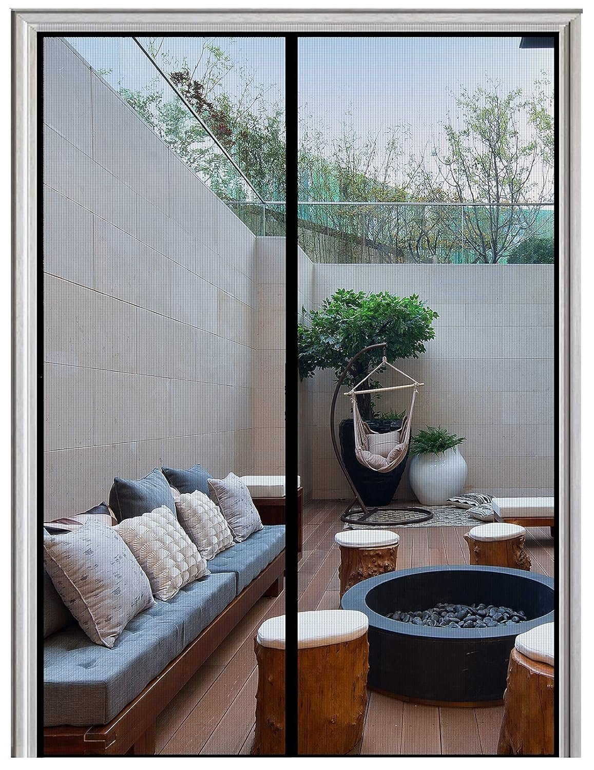 Homearda Fiberglass Weighted Bottom magnetic screen door gallery image 1