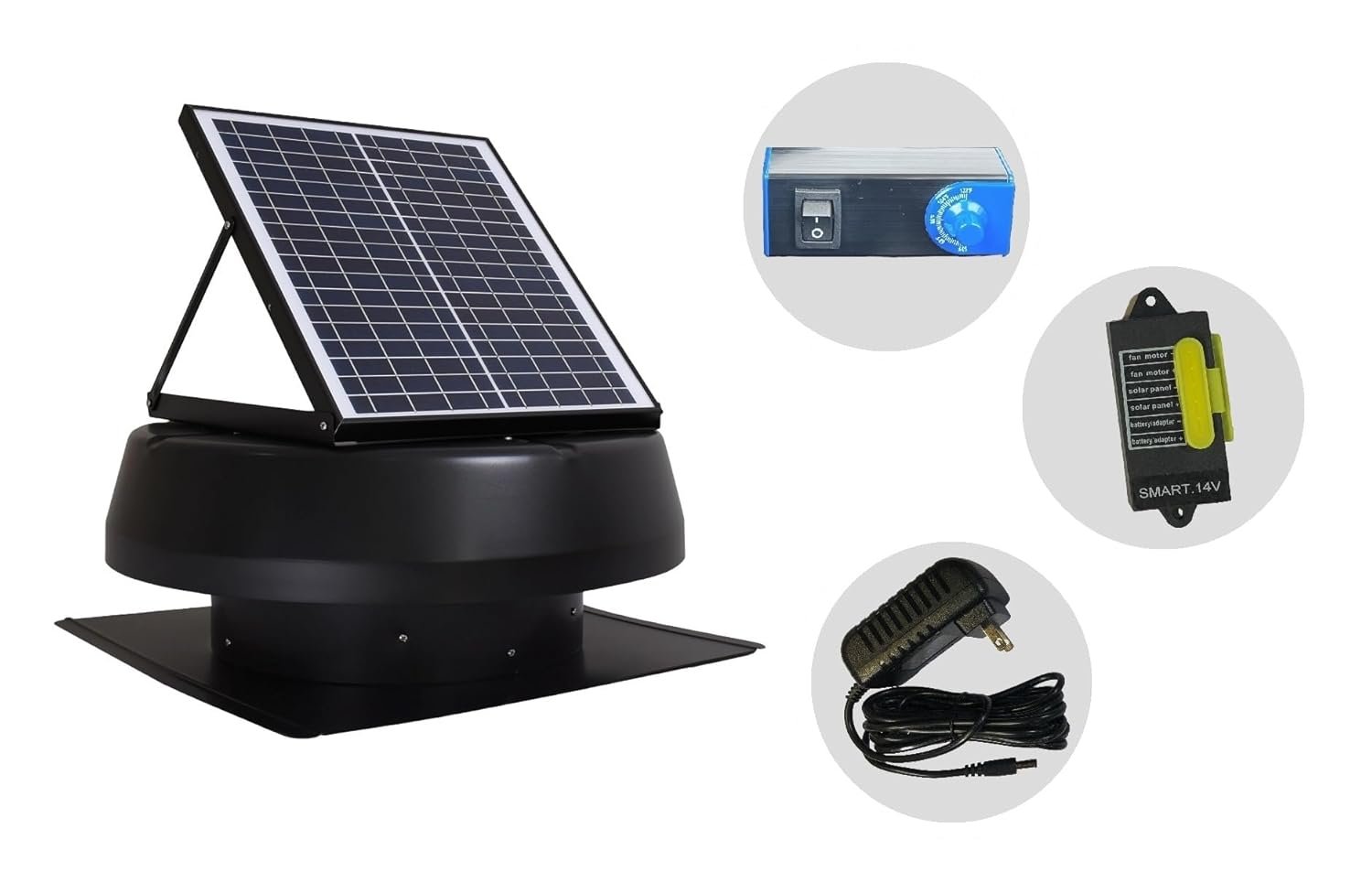 iLIVING ILG8SF301A 40W solar roof attic fan - solar panel detail
