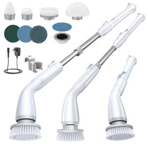 LABIGO LABIGO Electric Spin Scrubber LA1 Pro gallery image 1 showing electric spin scrubber brush heads and bathroom cleaning use