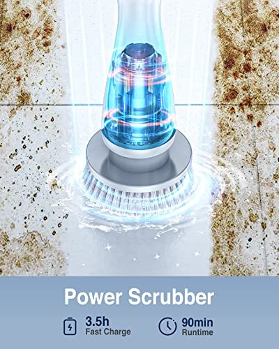 LABIGO LABIGO Electric Spin Scrubber LA1 Pro gallery image 6 showing electric spin scrubber brush heads and bathroom cleaning use