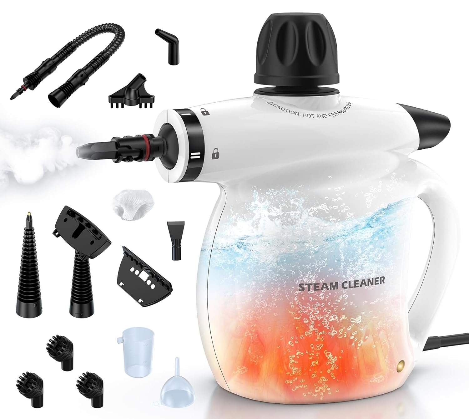 LABIGO Pressurized Handheld handheld steam cleaner with full accessory kit
