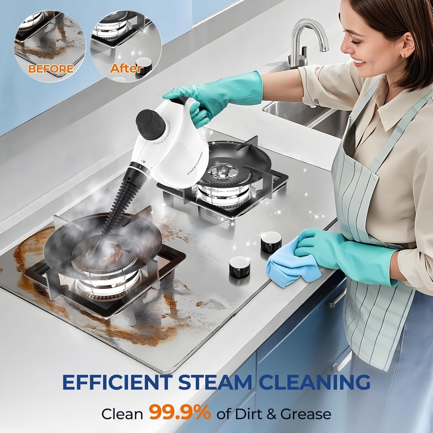 LABIGO Pressurized Handheld pressurized handheld steamer cleaning bathroom tile grout