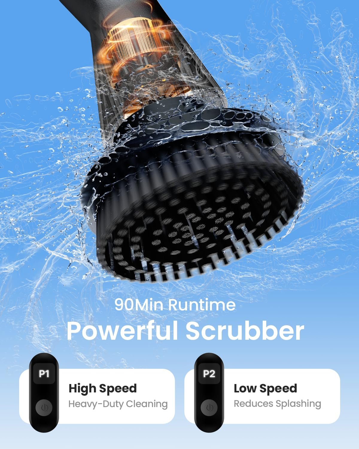 Leebein Leebein Electric Spin Scrubber gallery image 2 showing electric spin scrubber brush heads and bathroom cleaning use