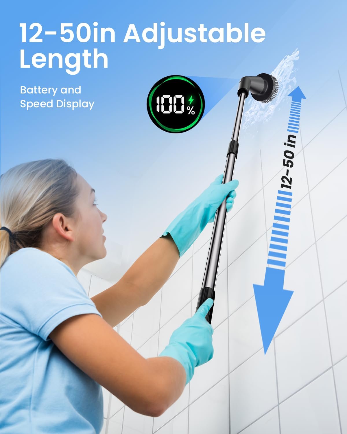 Leebein Leebein Electric Spin Scrubber gallery image 4 showing electric spin scrubber brush heads and bathroom cleaning use
