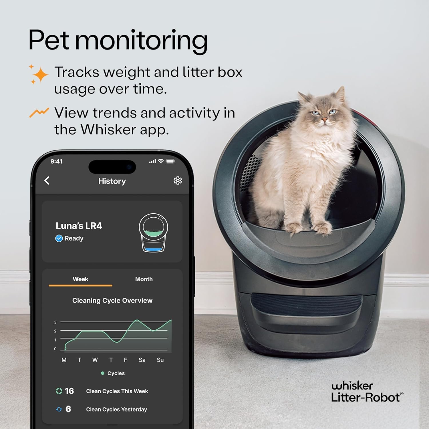 Whisker Litter-Robot 4 multi-cat self-cleaning litter box - in-home lifestyle view