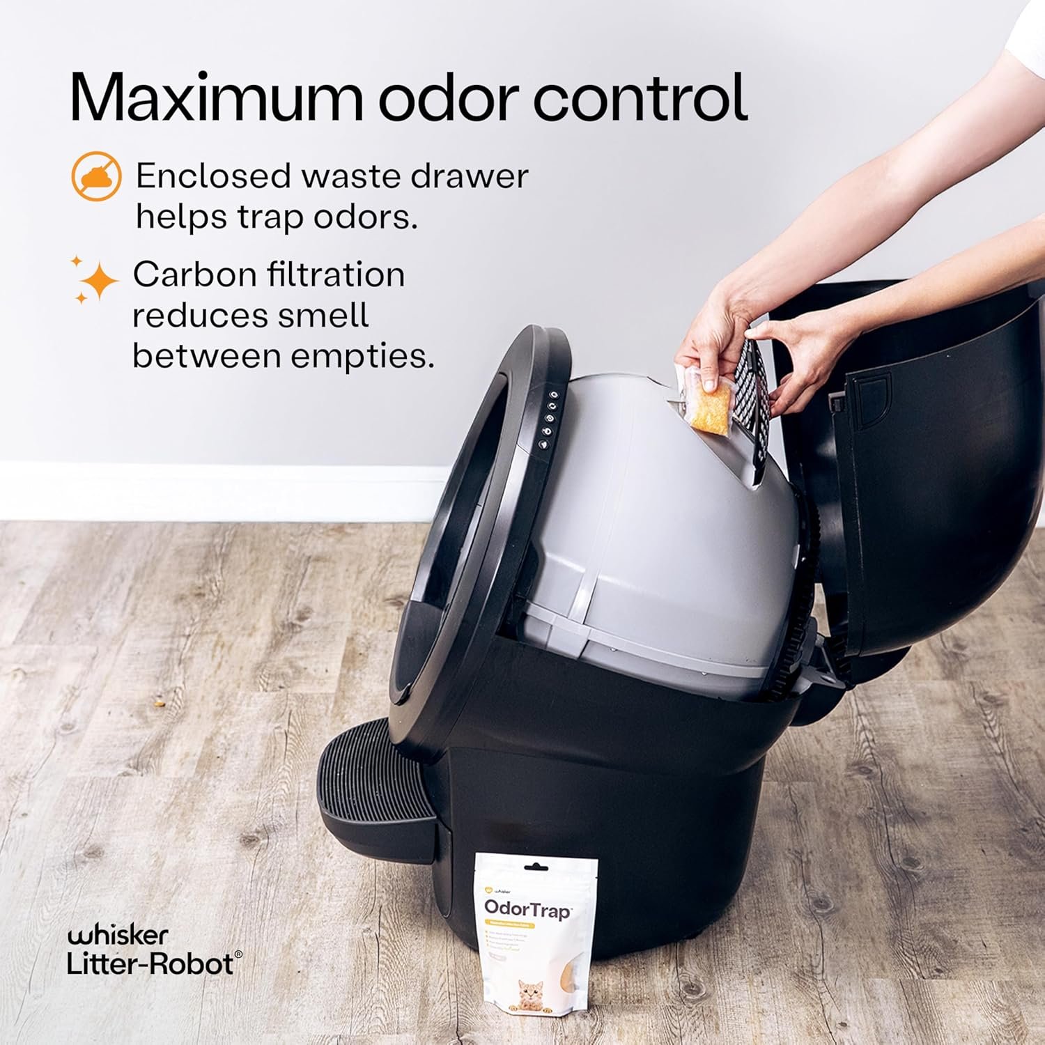 Whisker Litter-Robot 4 multi-cat self-cleaning litter box - size and detail view