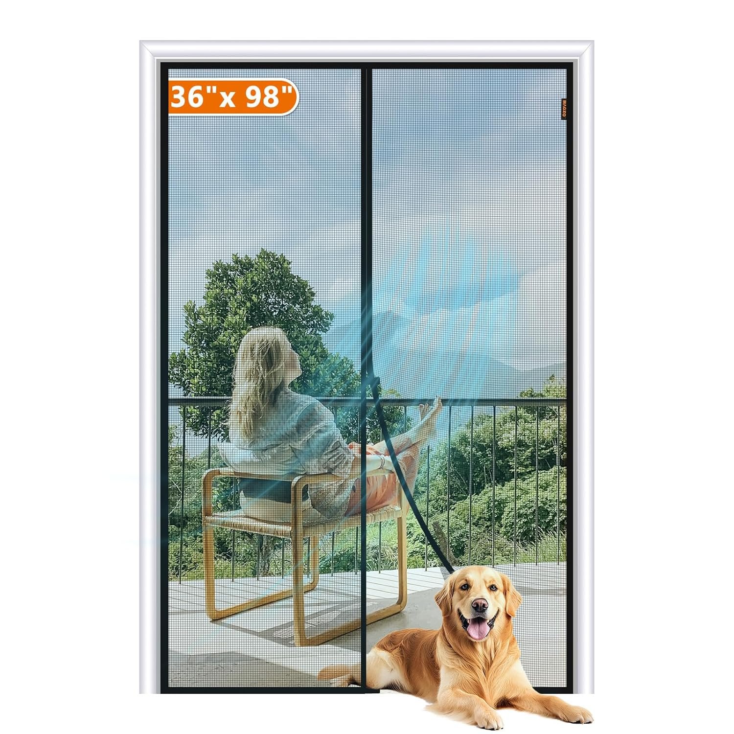 MAGZO 36x98 Fiberglass magnetic screen door gallery image 1