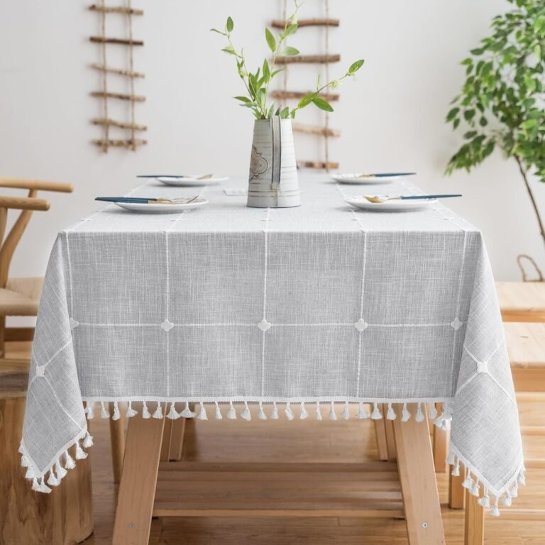 Oubonun Farmhouse Tablecloth Review 3 Oubonun 55x86 Cotton Linen Waterproof Farmhouse Tablecloth farmhouse rectangle tablecloth product gallery image 1