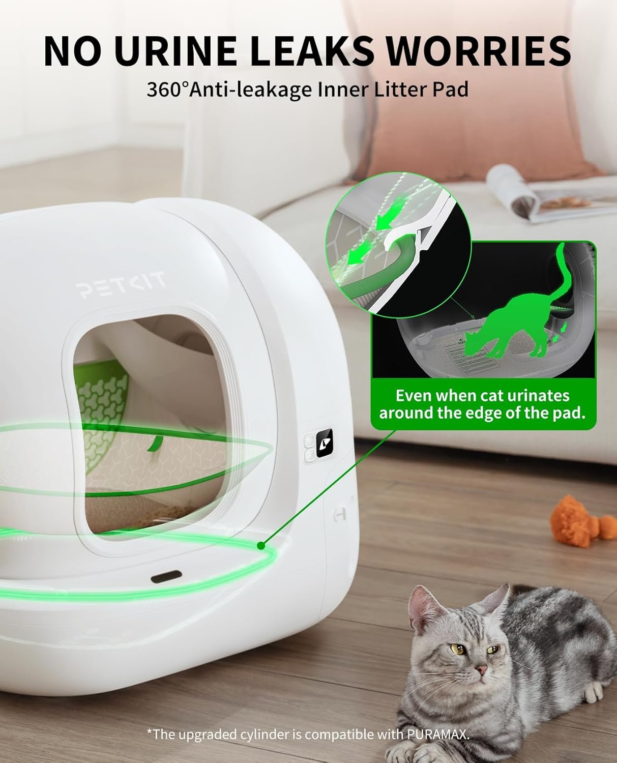 PETKIT PuraMax 2 multi-cat self-cleaning litter box - app and controls view