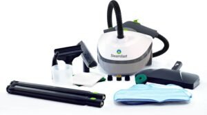 Steamfast SF-370WH multi-purpose steam cleaner with full accessory kit including mop head, squeegee, brushes and pads