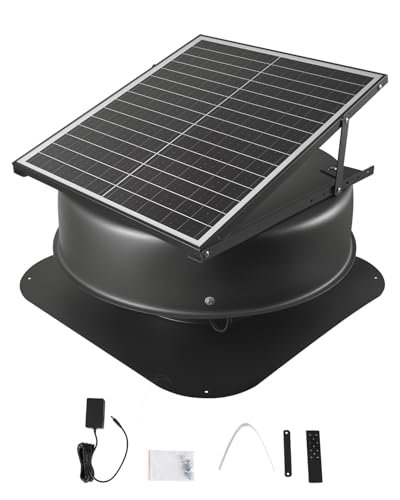 VEVOR 35W solar attic fan - angled panel view