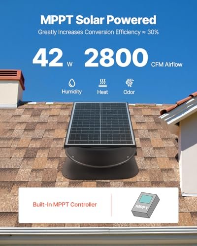 VEVOR 35W solar attic fan - fan blade and motor detail
