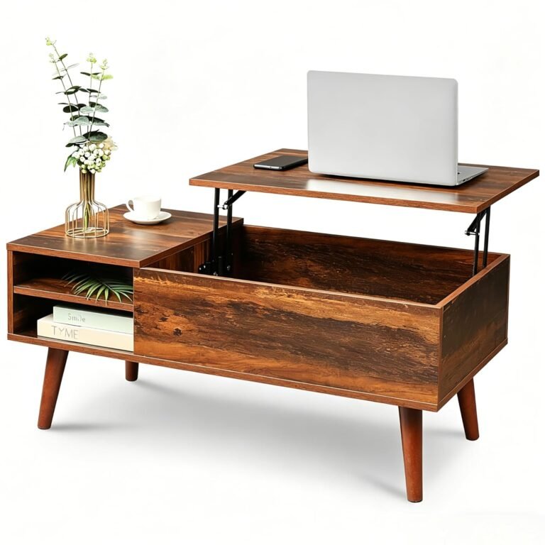 WLIVE mid-century lift top coffee table with hidden storage, brown (view 1)
