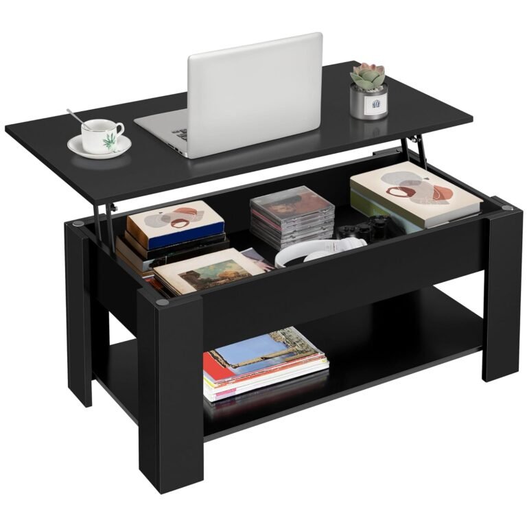 Yaheetech 38.6in wooden lift top coffee table with storage, black (view 1)