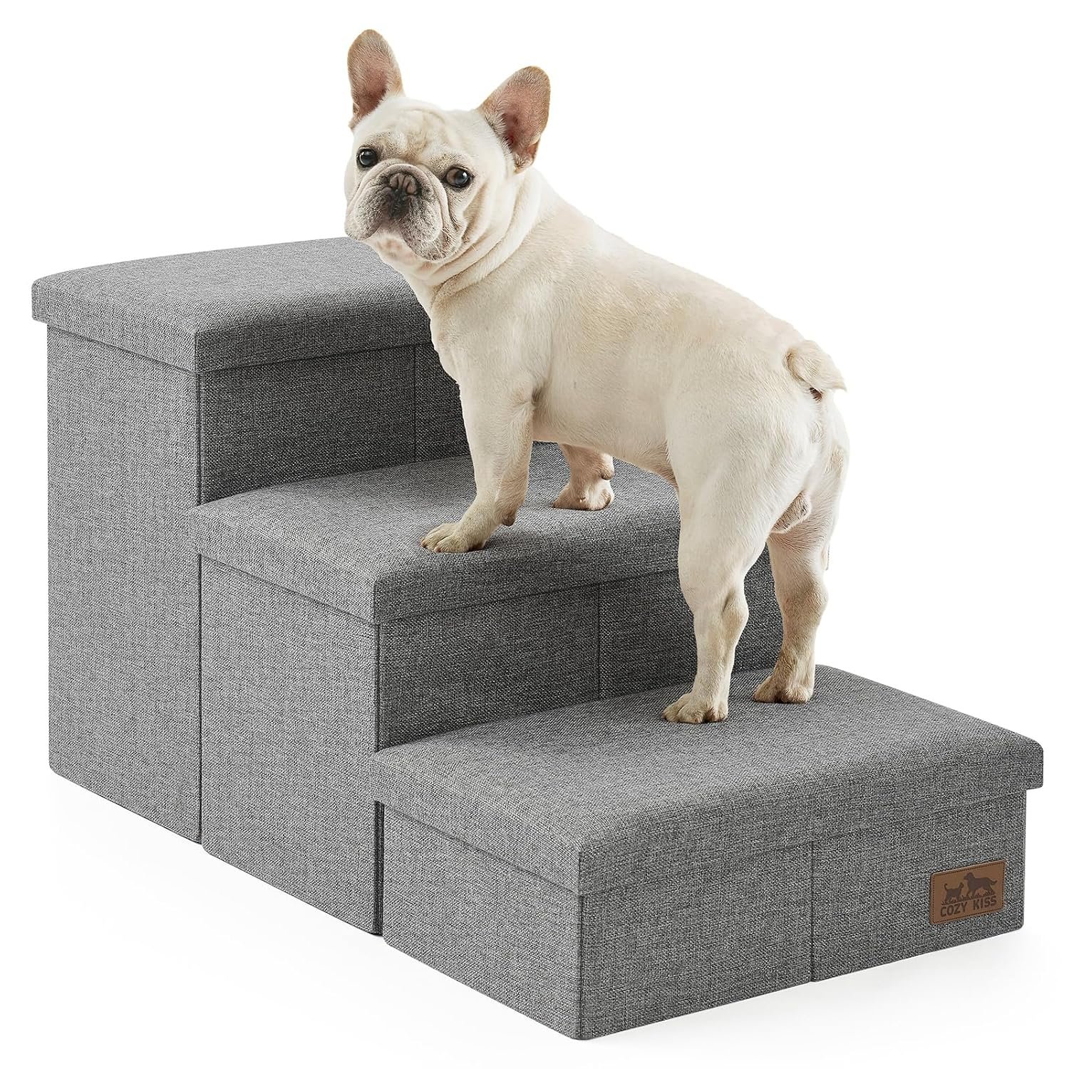 Gardner Pet Gardner Pet Dog Stairs Small Dogs 16.5 Inch 2 in 1 Transformable 3-Step Pet Stairs and Ramp product gallery image 2 showing dog stair features