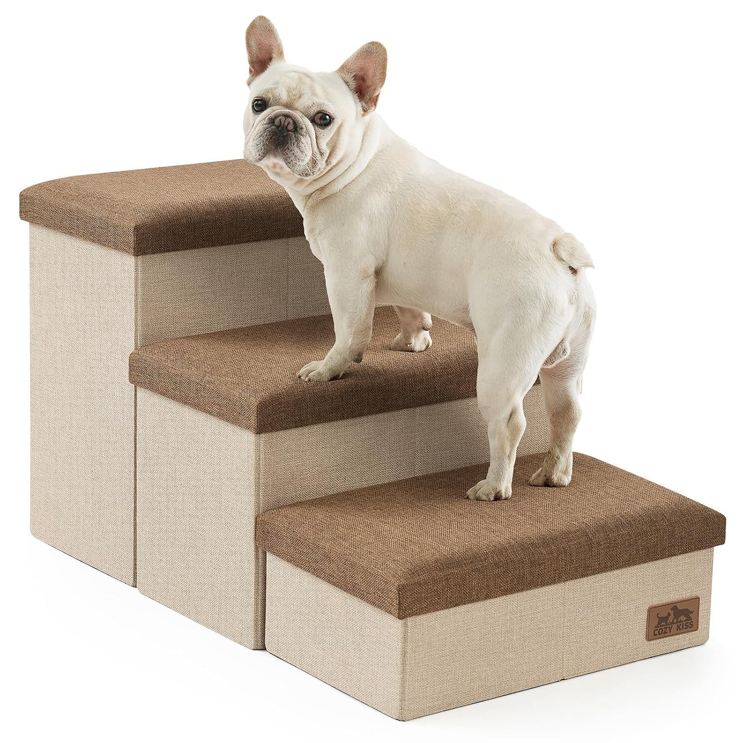 Gardner Pet Gardner Pet Dog Stairs Small Dogs 16.5 Inch 2 in 1 Transformable 3-Step Pet Stairs and Ramp product gallery image 3 showing dog stair features