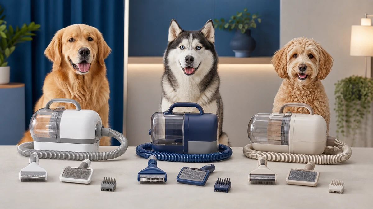 Three pet grooming vacuum kits compared