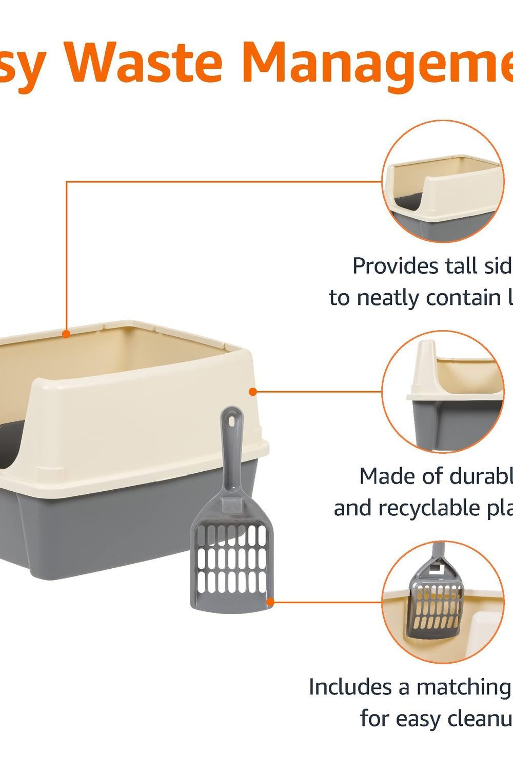 Best Litter Box for Large Cats: 3 Picks Compared 7 Amazon Basics Large Cat Litter Box with High Sides close view