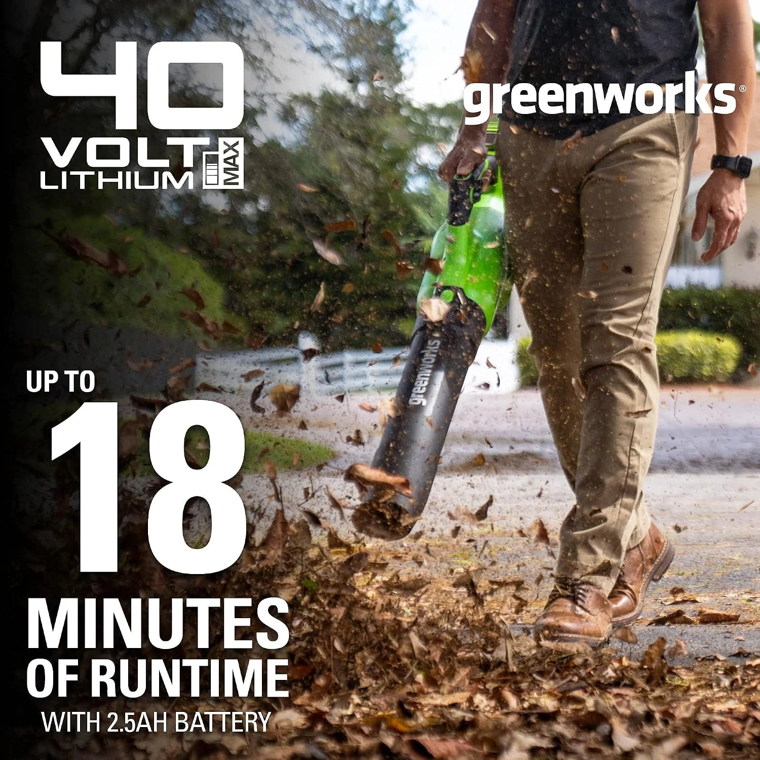 Greenworks 40V 500 CFM Leaf Blower Review (2026) 3 Greenworks 40V 500 CFM cordless leaf blower kit - nozzle and airflow detail
