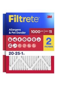 Filtrete 20x25x1 Air Filter, MERV 11, MPR 1000, Allergens & Pet Dander, 3-Month AC and Furnace Filters, Cleaner Air, Reliable Airflow, 2 HVAC Filters (Actual Size 19.68 x 24.68 x 0.81 in) main product view - Filtrete 20x25x1 Air Filter, MERV 11, MPR 1000, Allergens & Pet Dander, 3-Month AC and Furnace Filters, Cleaner Air, Reliable Airflow, 2 HVAC Filters (Actual Size 19.68 x 24.68 x 0.81 in)