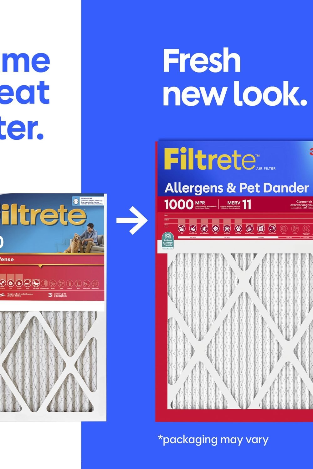 Filtrete 20x25x1 Air Filter, MERV 11, MPR 1000, Allergens & Pet Dander, 3-Month AC and Furnace Filters, Cleaner Air, Reliable Airflow, 2 HVAC Filters (Actual Size 19.68 x 24.68 x 0.81 in) side angle and details - Filtrete 20x25x1 Air Filter, MERV 11, MPR 1000, Allergens & Pet Dander, 3-Month AC and Furnace Filters, Cleaner Air, Reliable Airflow, 2 HVAC Filters (Actual Size 19.68 x 24.68 x 0.81 in)