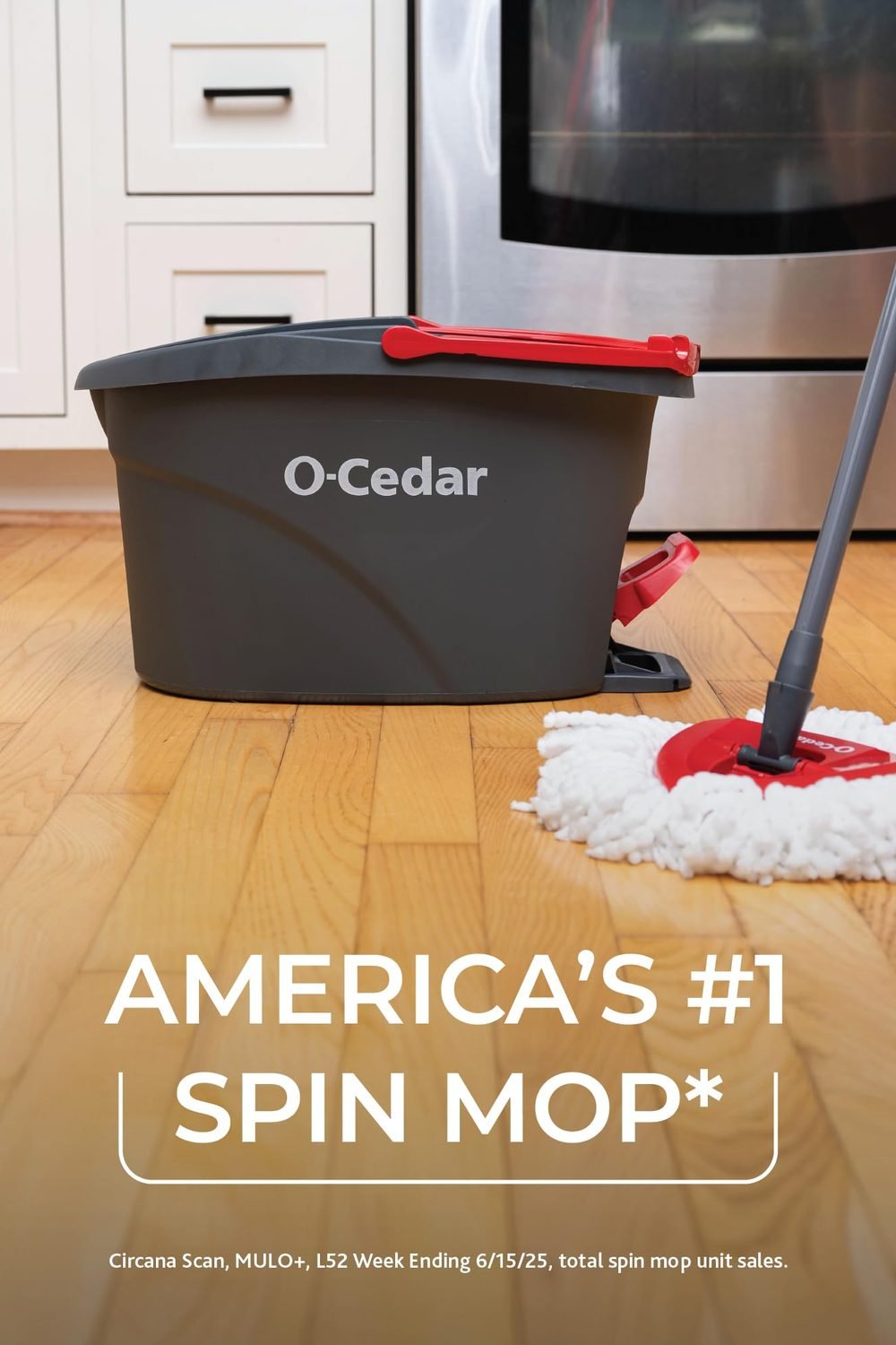 O-Cedar EasyWring Microfiber Spin Mop, Bucket Floor Cleaning System, Red, Gray, Standard side angle and details - O-Cedar EasyWring Microfiber Spin Mop, Bucket Floor Cleaning System, Red, Gray, Standard