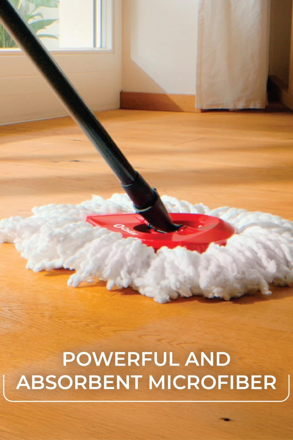O-Cedar EasyWring Microfiber Spin Mop, Bucket Floor Cleaning System, Red, Gray, Standard in use at home - O-Cedar EasyWring Microfiber Spin Mop, Bucket Floor Cleaning System, Red, Gray, Standard