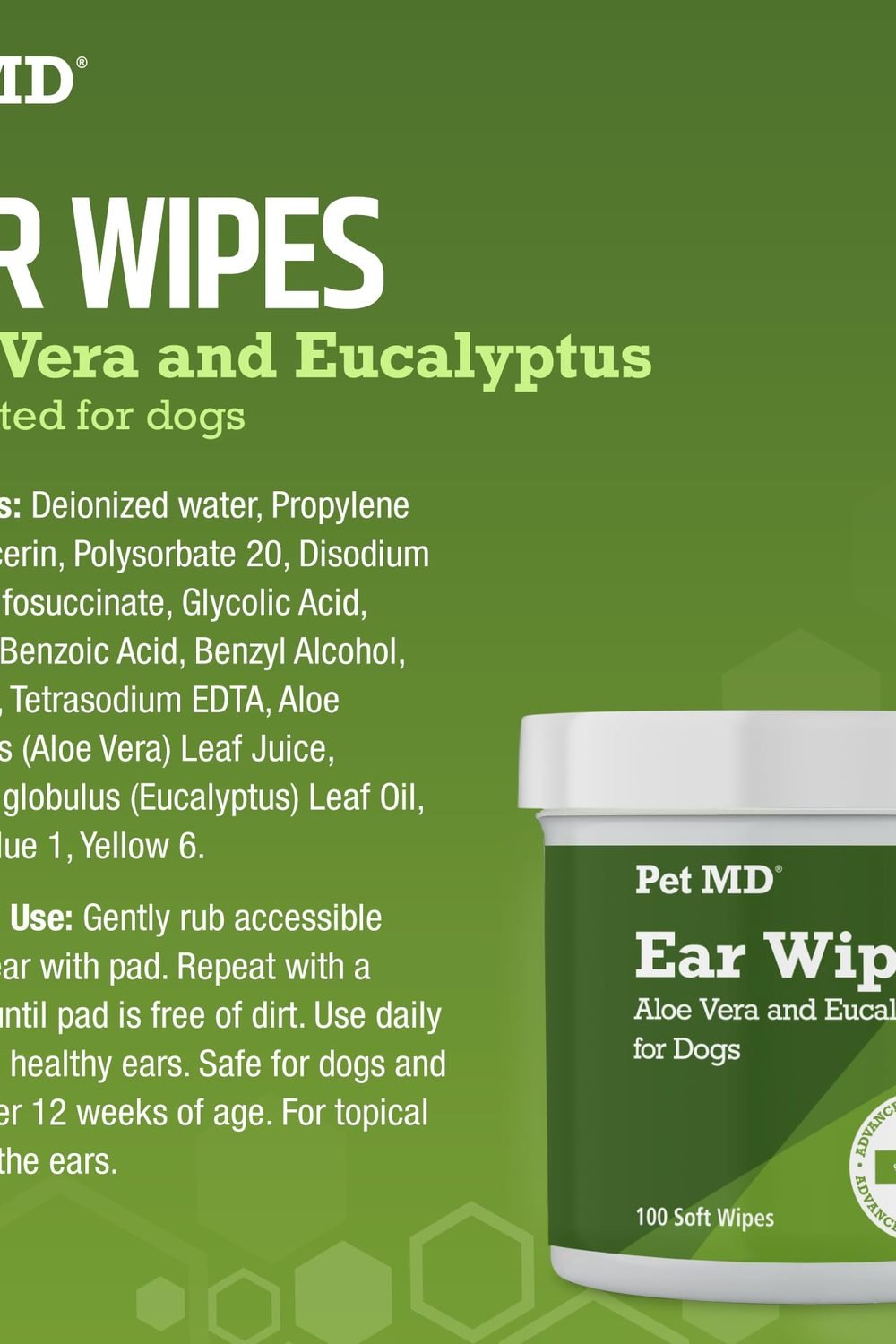 Pet MD Dog Ear Cleaning Wipes - Otic Cleanser Dogs - 100 ct accessories and refills - Pet MD Dog Ear Cleaning Wipes - Otic Cleanser Dogs - 100 ct