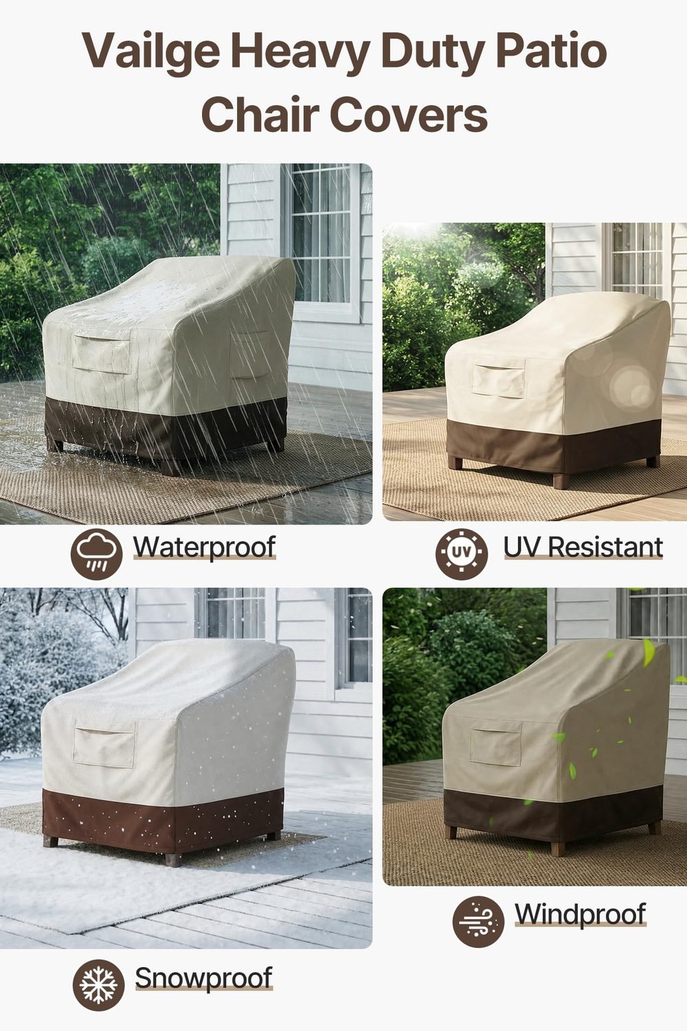 Vailge Patio Chair Covers & Outdoor Furniture Covers Heavy-Duty Waterproof in use at home - Vailge Patio Chair Covers & Outdoor Furniture Covers Heavy-Duty Waterproof