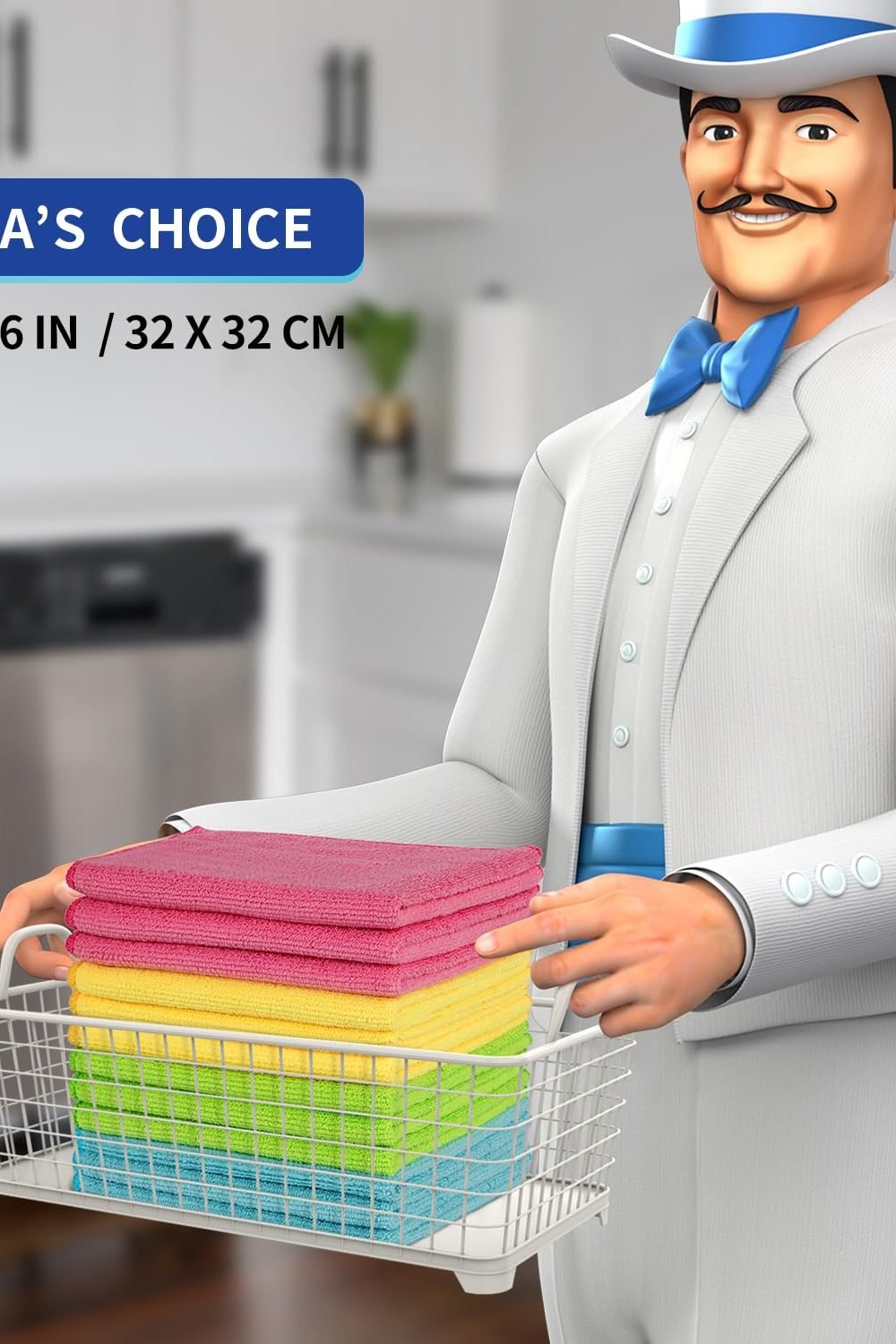 MR.SIGA Microfiber Cleaning Cloths, Streak Free Microfiber Towels, 12 Pack side angle and details - MR.SIGA Microfiber Cleaning Cloths, Streak Free Microfiber Towels, 12 Pack