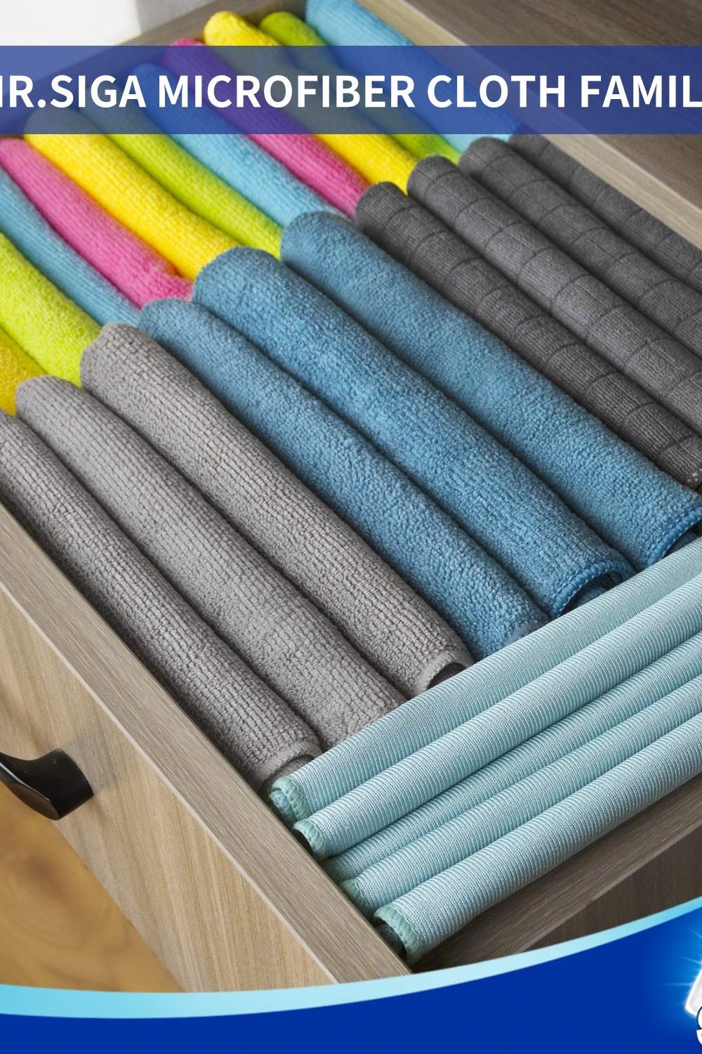 MR.SIGA Microfiber Cleaning Cloths, Streak Free Microfiber Towels, 12 Pack packaging and contents - MR.SIGA Microfiber Cleaning Cloths, Streak Free Microfiber Towels, 12 Pack
