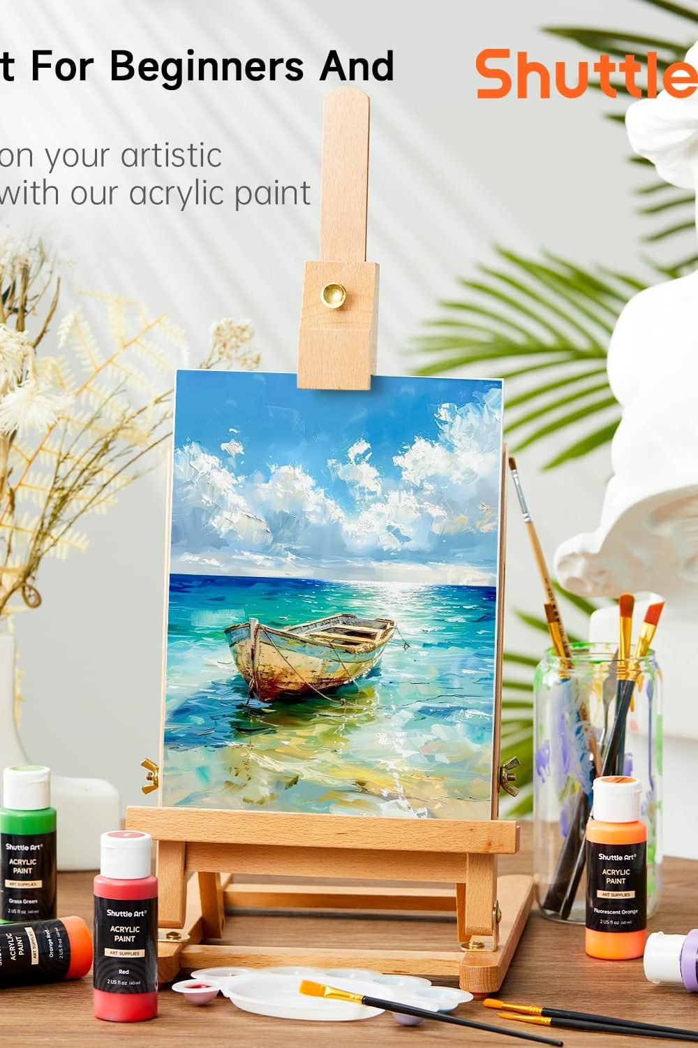 Shuttle Art Acrylic Paint, 36 Colors Acrylic Paint Set with Brushes & Palette, 2oz/60ml Bottles, Rich Pigments Non-toxic Artists Kids & Adults, Painting on Canvas Rocks Ceramic Wood in use at home - Shuttle Art Acrylic Paint, 36 Colors Acrylic Paint Set with Brushes & Palette, 2oz/60ml Bottles, Rich Pigments Non-toxic Artists Kids & Adults, Painting on Canvas Rocks Ceramic Wood