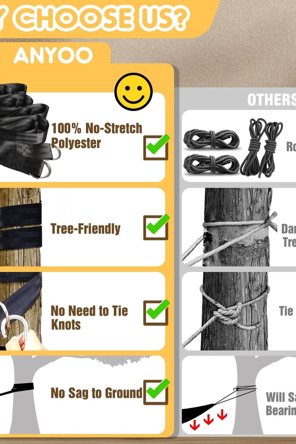 ANYOO Cotton Camping Hammock Portable with Tree Straps Holds 660lbs in use at home — ANYOO Cotton Camping Hammock Portable with Tree Straps Holds 660lbs