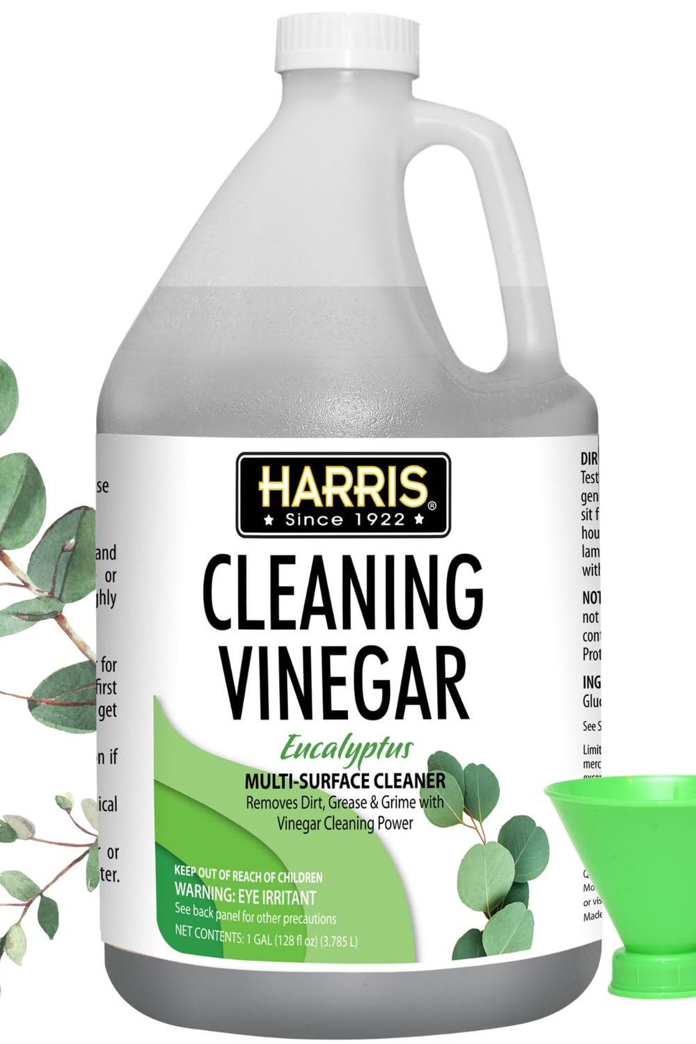 HARRIS Cleaning Vinegar All Purpose Household Review (2026) 1 HARRIS Cleaning Vinegar All Purpose Household Surface Cleaner, 128oz (Eucalyptus) with Easy Pour Funnel Included shown on its Amazon listing
