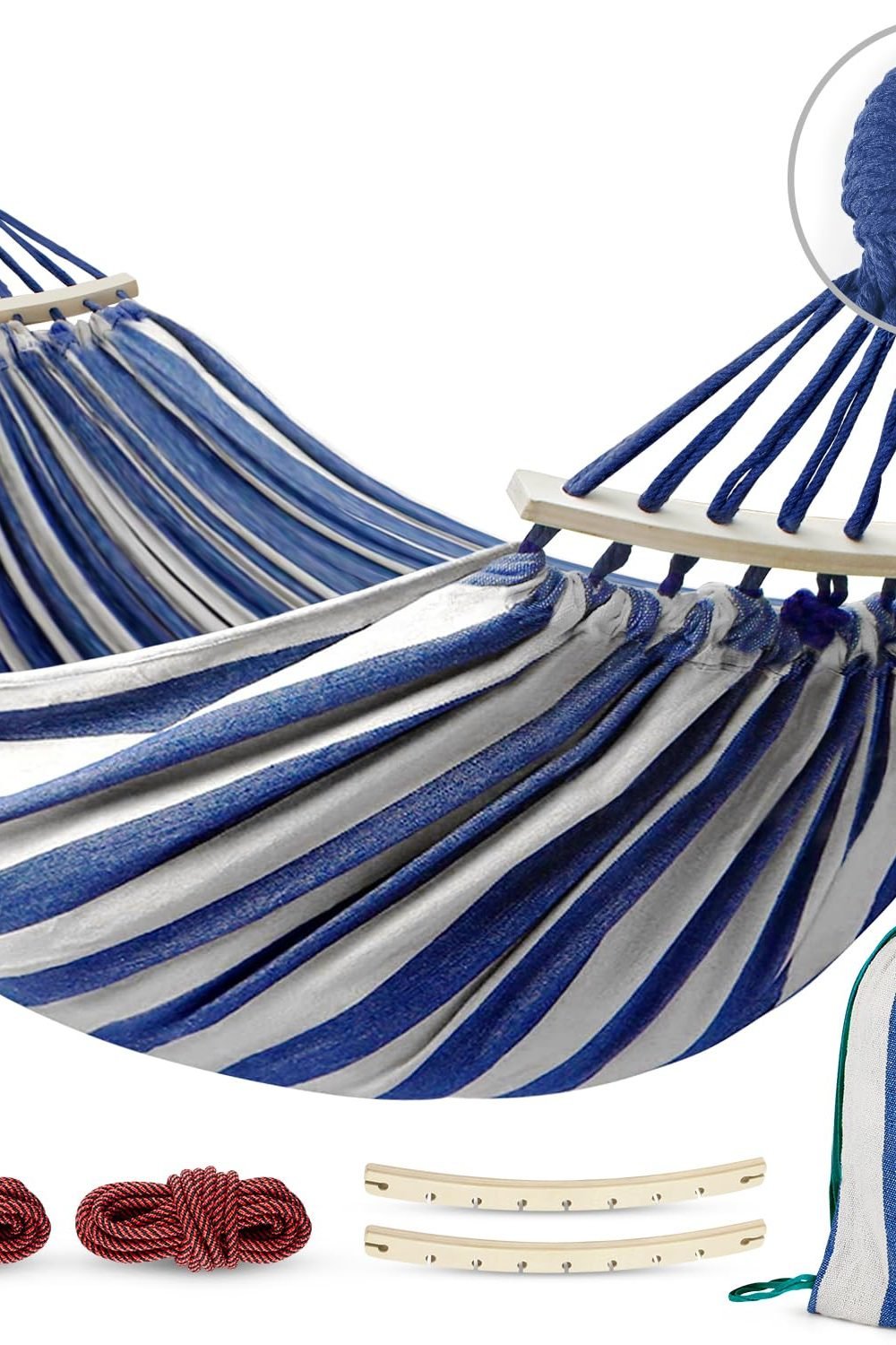 Best Garden Hammock 2026: 3 Product Comparison 3 MOSFiATA Hammocks Portable Camping Hammock Upgraded 550lb Comfortable Fabric Hammock with Two Anti Roll Balance Beam and Sturdy Metal Knot Tree Straps for Camping, Patio, Backyard, Outdoor(Blue White) product image