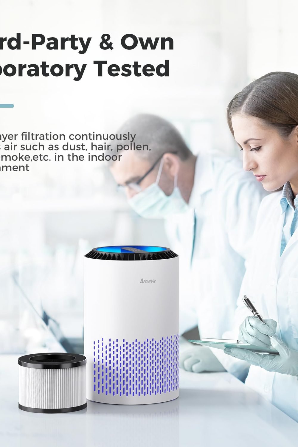 AROEVE Air Purifiers Bedroom with Sleep Mode Speed Control-MK01A(White) in use at home - AROEVE Air Purifiers Bedroom with Sleep Mode Speed Control-MK01A(White)