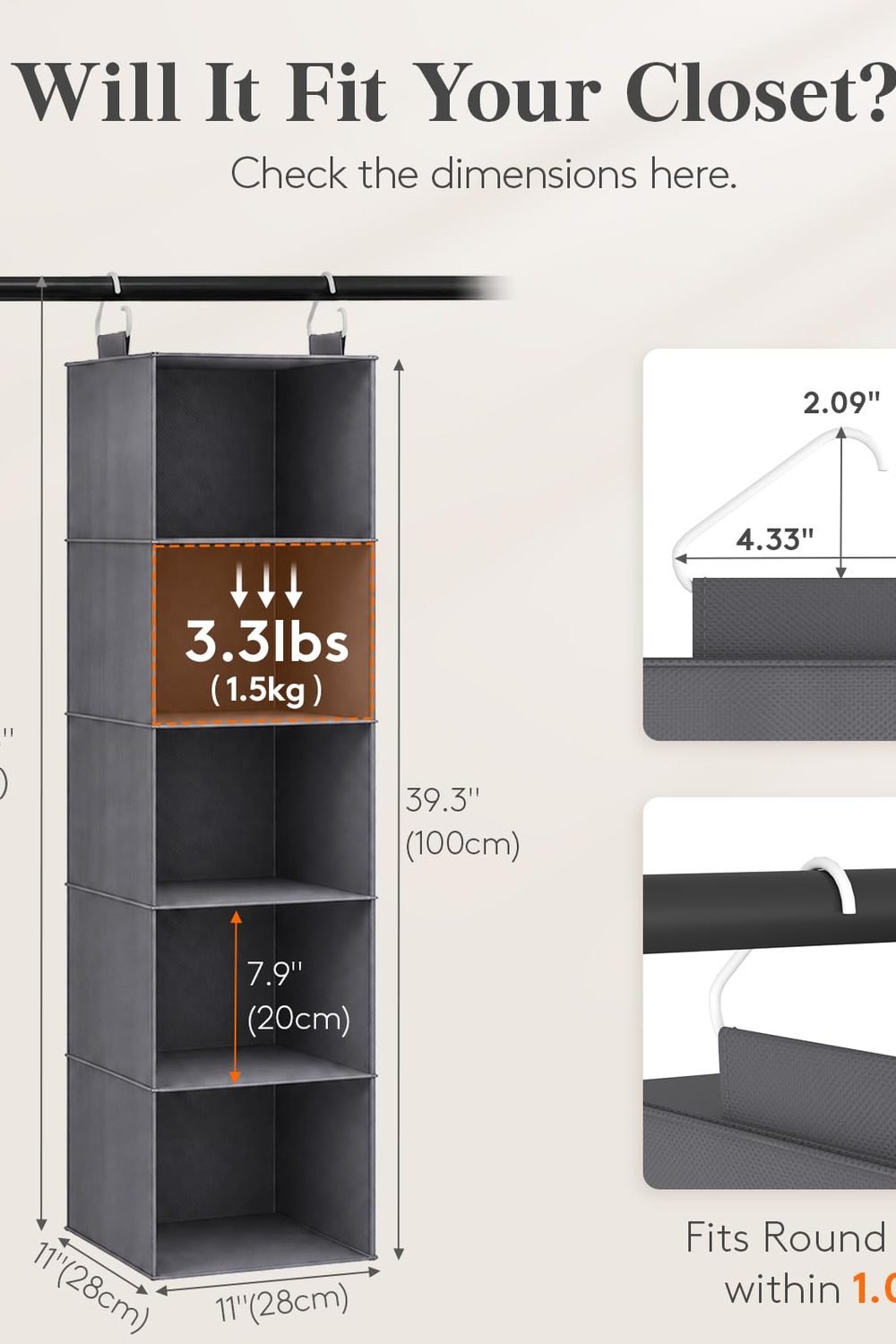 Lifewit Hanging Closet Organizer and Storage Clothes 5 Tier packaging and contents - Lifewit Hanging Closet Organizer and Storage Clothes 5 Tier