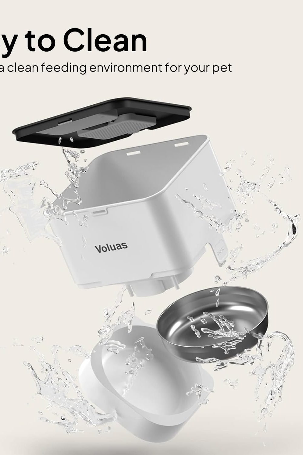 VOLUAS Automatic Cat Feeder, 4L Timed Dry Food Dispenser Cats & Dogs in use at home — VOLUAS Automatic Cat Feeder, 4L Timed Dry Food Dispenser Cats & Dogs