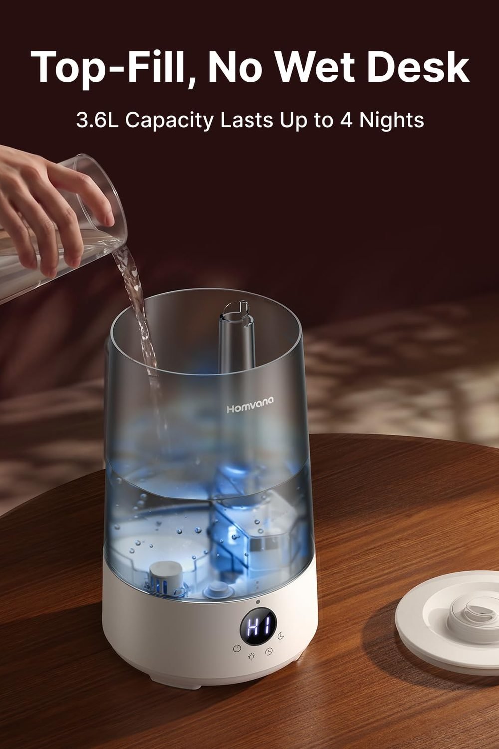 Homvana 3.6L Top-Fill Cool Mist Humidifiers Bedroom, Large Room(Grey) accessories and refills - Homvana 3.6L Top-Fill Cool Mist Humidifiers Bedroom, Large Room(Grey)