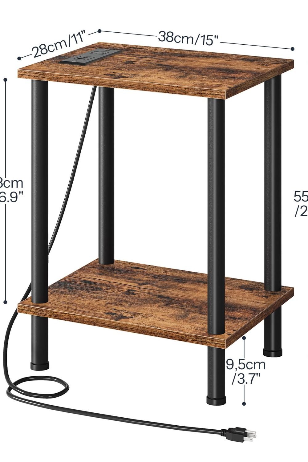HOOBRO Side Table with Charging Station, Set of 2 End Tables with USB Port and Outlets, Nightstand with 2-Layer Storage Shelves Small Spaces, Living Room, Bedroom, Rustic Brown BF09UBZP201 packaging and contents - HOOBRO Side Table with Charging Station, Set of 2 End Tables with USB Port and Outlets, Nightstand with 2-Layer Storage Shelves Small Spaces, Living Room, Bedroom, Rustic Brown BF09UBZP201