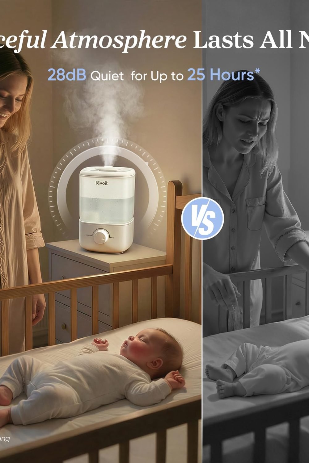 Levoit Top Fill Humidifiers Bedroom, 2.5L Tank Large Room, 28dB packaging and contents - Levoit Top Fill Humidifiers Bedroom, 2.5L Tank Large Room, 28dB