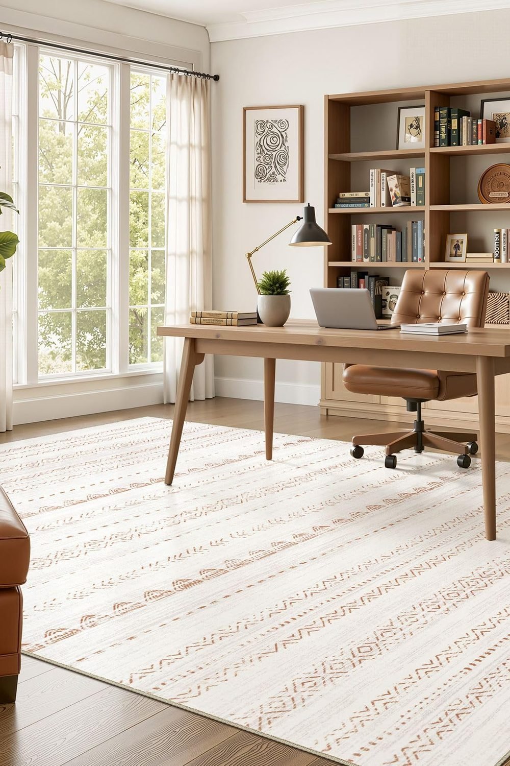 Nakagishi Boho 5x7 Area Rug Living Room Rugs Machine Washable Beige/Brown accessories and refills - Nakagishi Boho 5x7 Area Rug Living Room Rugs Machine Washable Beige/Brown
